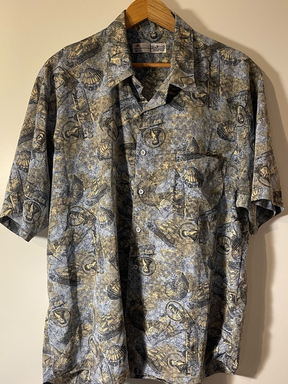 International Trading Co Vintage Nautical Print Short Sleeve Shirt XL